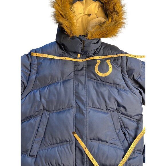 Reebok Colts Womens M Blue Puffer Jacket W/ Faux Fur Hood Convertible To Vest - Picture 12 of 15